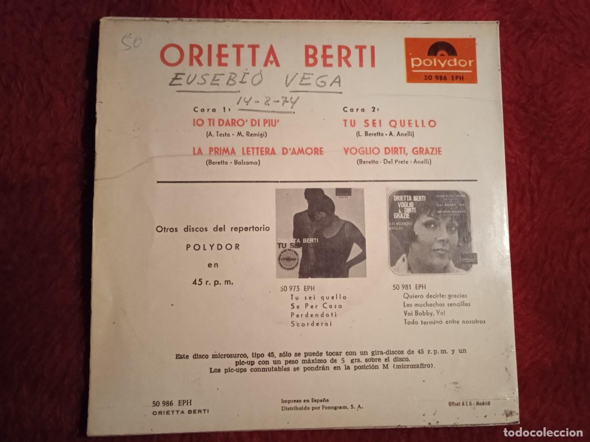 Discos de vinilo: Orietta Berti San Remo 1966 disco EP - Foto 2