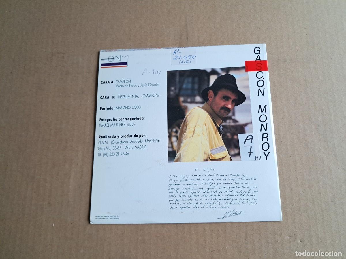 Discos de vinilo: GASCON MONROY - CAMPEON SINGLE 1991 - Foto 3