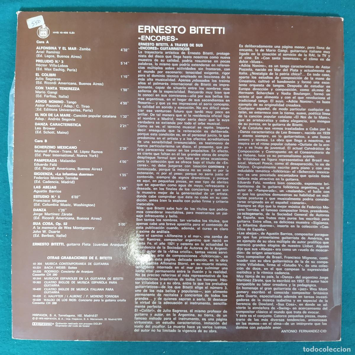 Discos de vinilo: Ernesto Bitetti &ndash; Encores - Foto 2