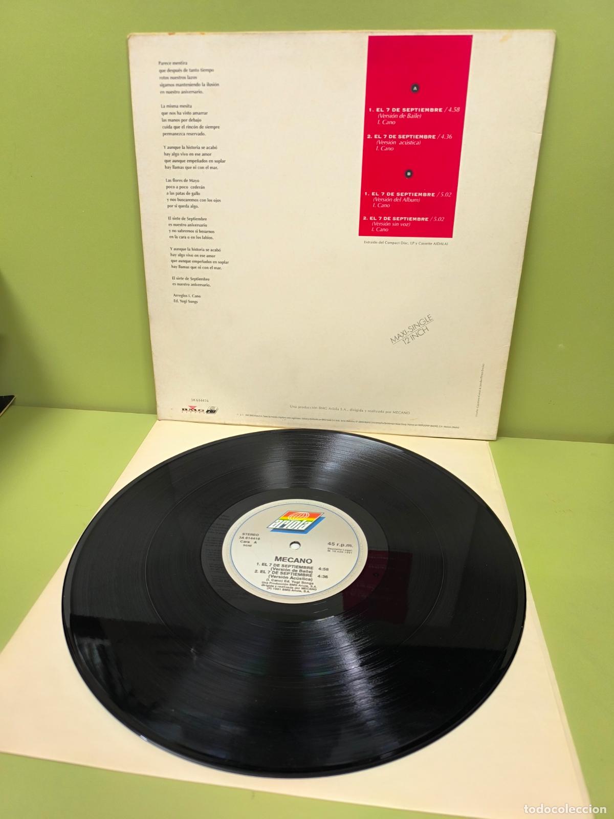 Discos de vinilo: MAXI SINGLE DISCO VINILO MECANO EL 7 DE SEPTIEMBRE - Foto 2