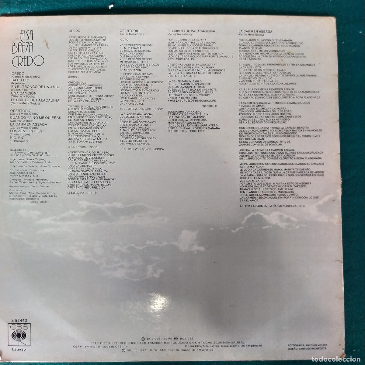 Discos de vinilo: Elsa Baeza &ndash; Credo 1977 - Foto 2
