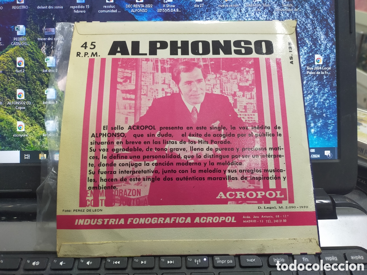 Discos de vinilo: Alphonso single en mi coraz&oacute;n acropol 1970 escuchado - Foto 2