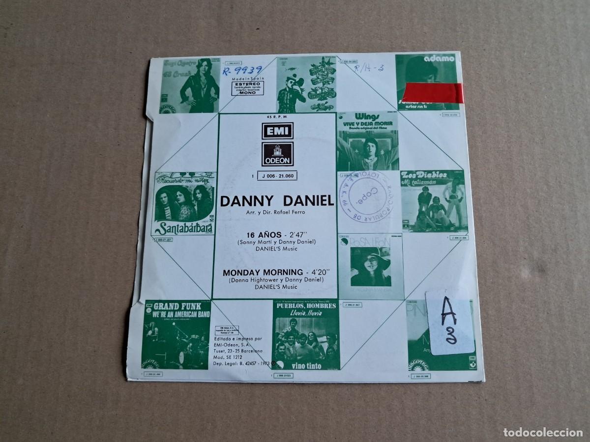 Discos de vinilo: DANNY DANIEL - 16 A&Ntilde;OS SINGLE 1973 - Foto 4