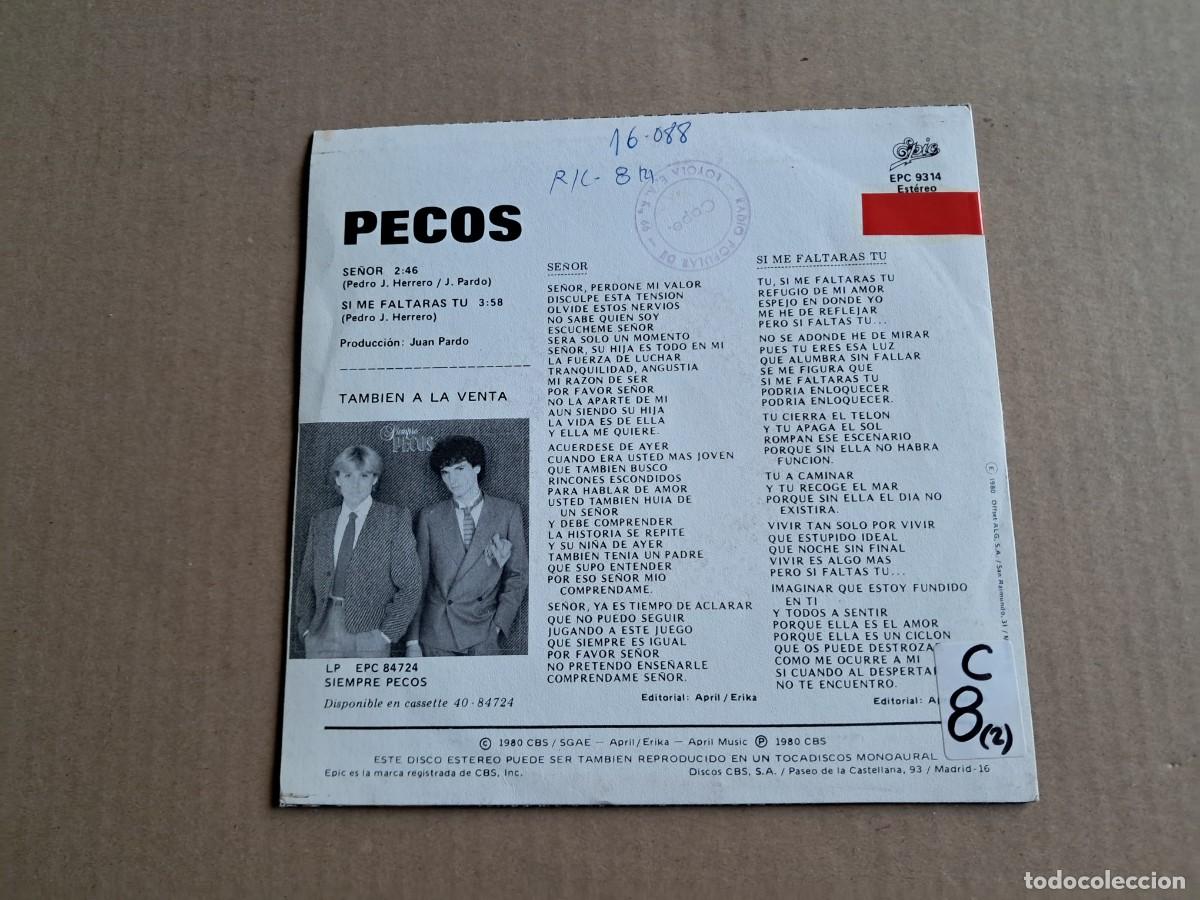 Discos de vinilo: PECOS -SE&Ntilde;OR SINGLE 1980 - Foto 3