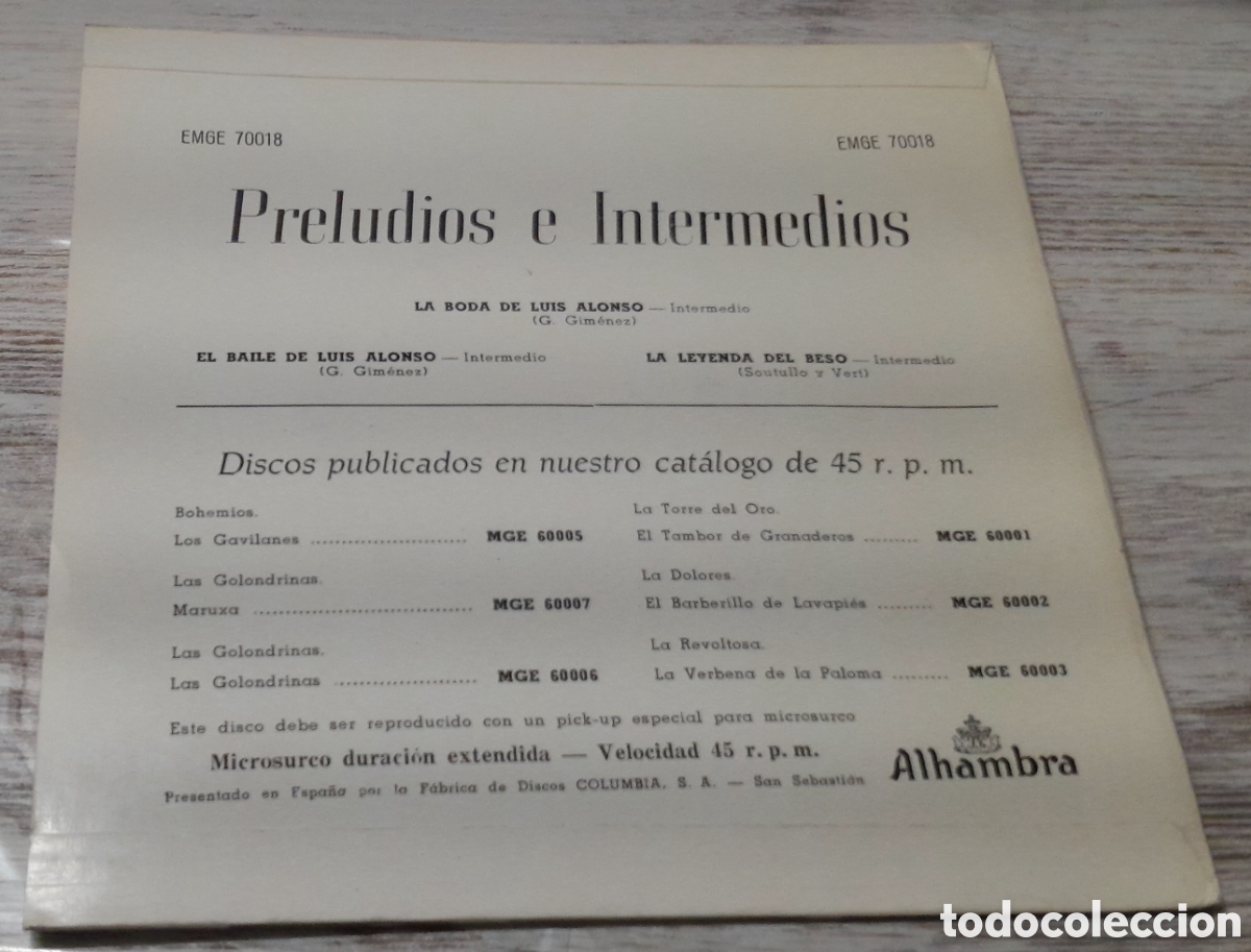 Discos de vinilo: ATAULFO ARGENTA - PRELUDIOS E INTERMEDIOS EP 3 TEMAS 1962 - Foto 2