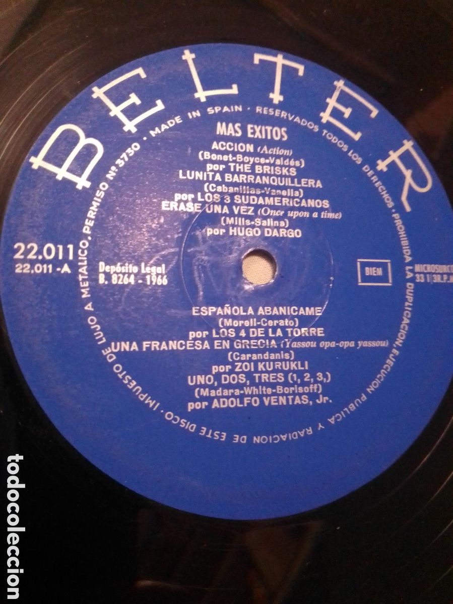 Discos de vinilo: M&Aacute;S &Eacute;XITOS BELTER LP 1966 - Foto 4
