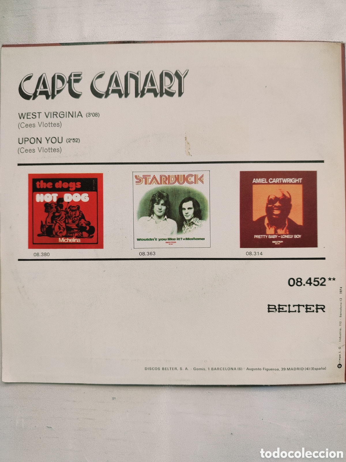 Discos de vinilo: Single Cape Canary 74 - Foto 2