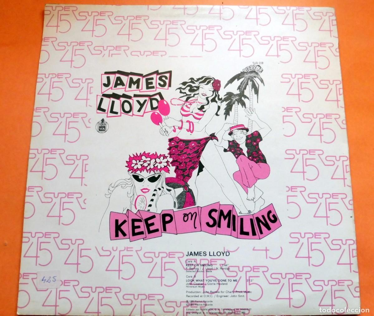 Discos de vinilo: SUPER SINGLE - James Lloyd &ndash; Keep On Smiling - Hispavox &ndash; 549 018 - 1983 - Foto 2