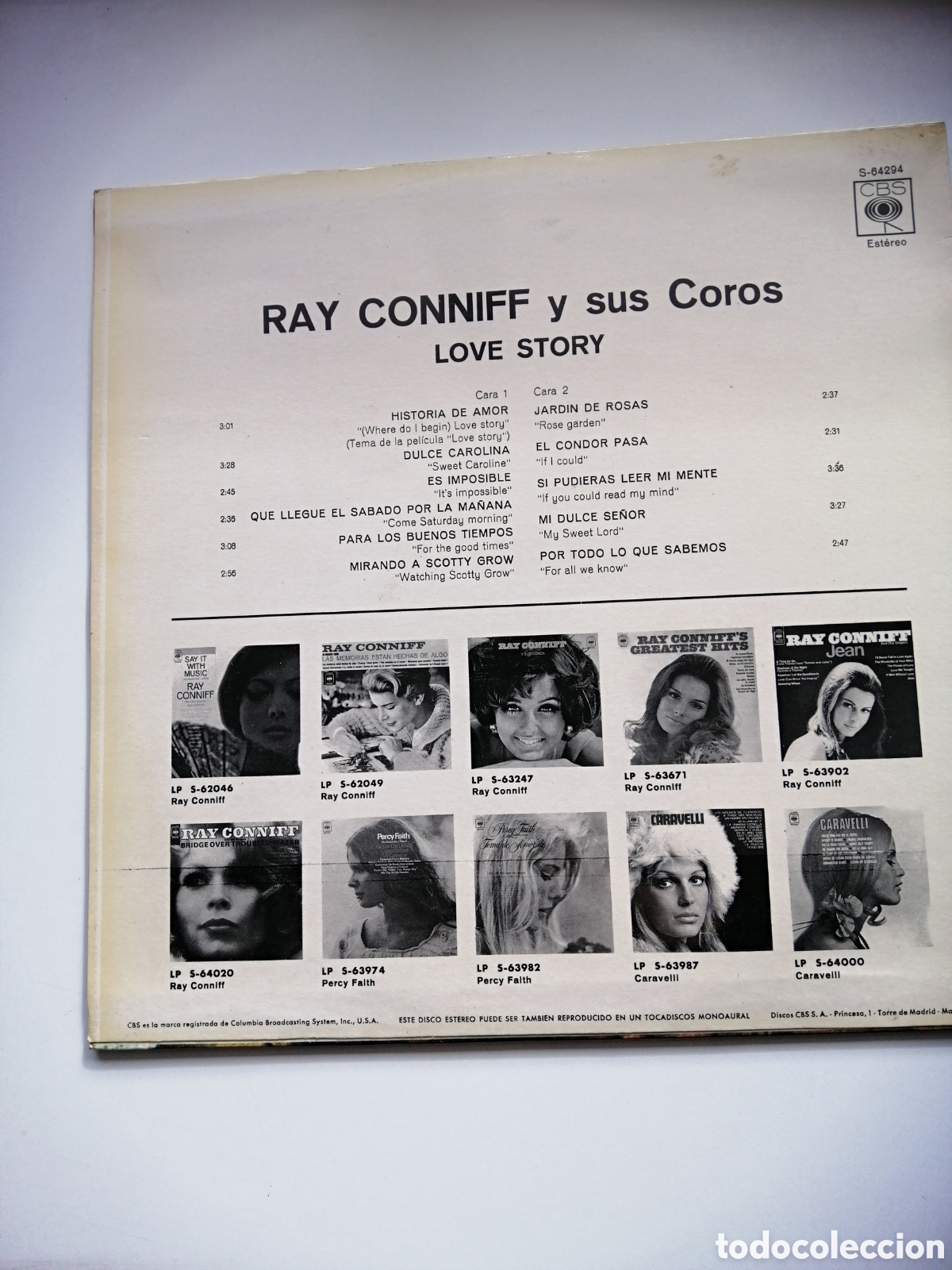 Discos de vinilo: Ray conniff love story vinilo - Foto 2
