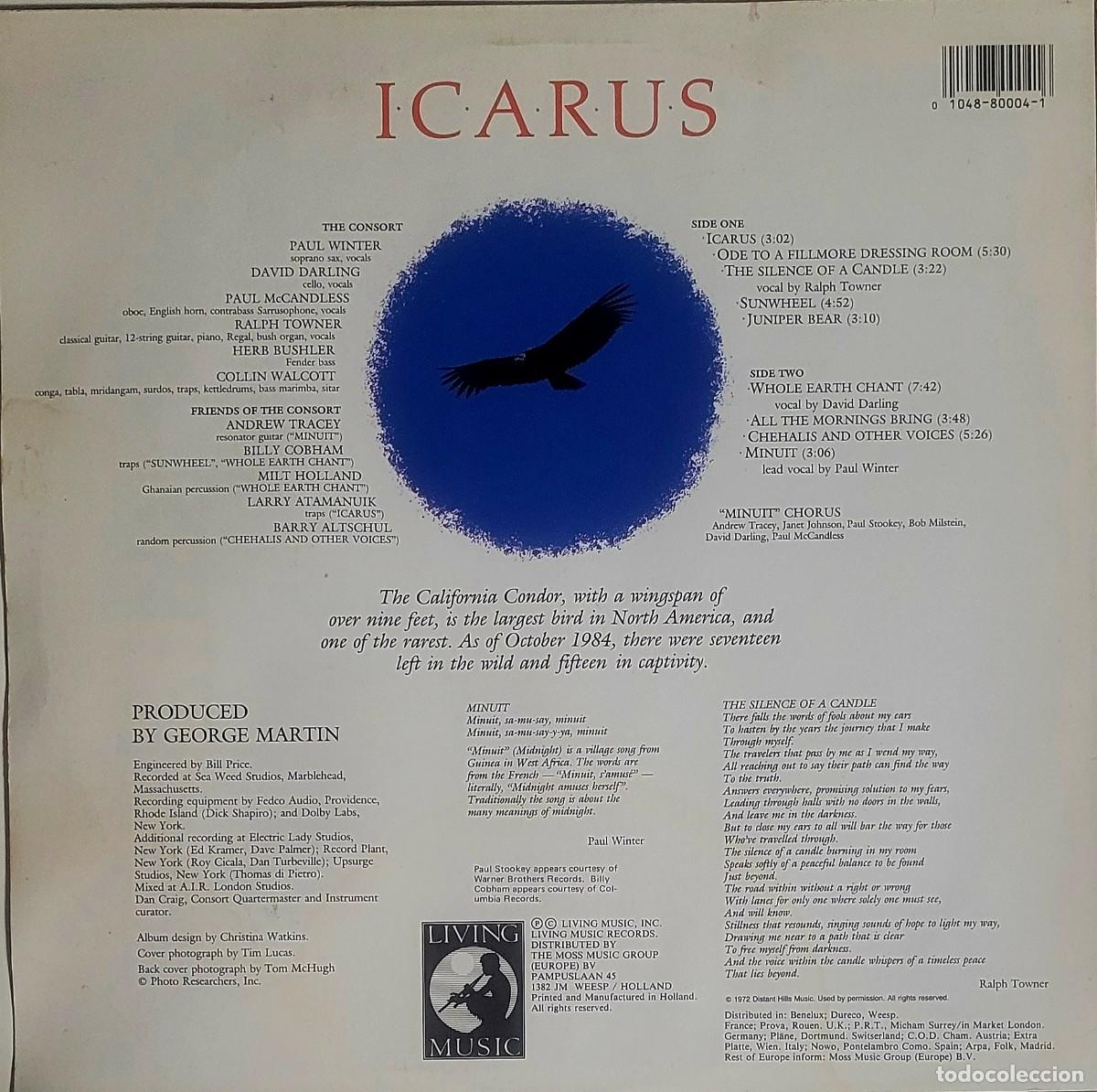 Discos de vinilo: PAUL WINTER CONSORT. ICARUS - Foto 2