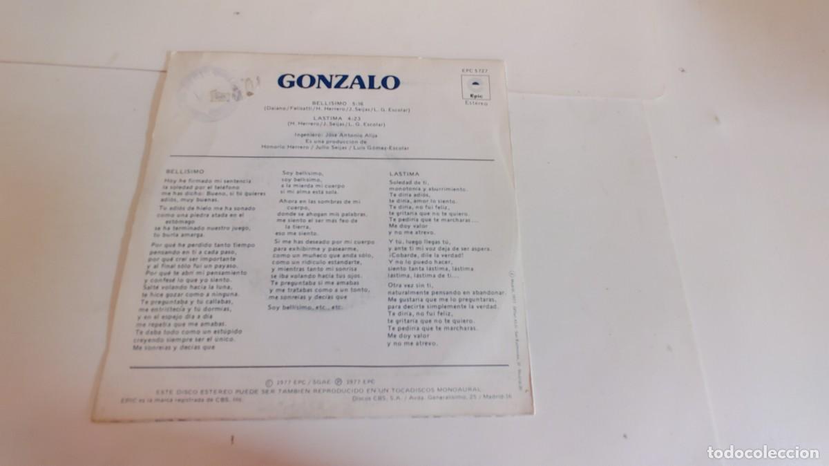Discos de vinilo: GONZALO-SINGLE BELLISIMO - Foto 2