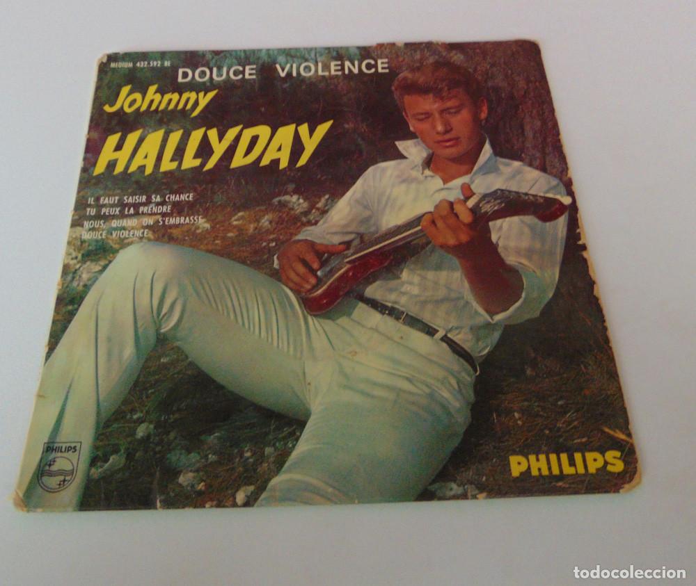 Discos de vinilo: JOHNNY HALLYDAY - DOUCE VIOLENCE - EP FRANCES - Foto 2