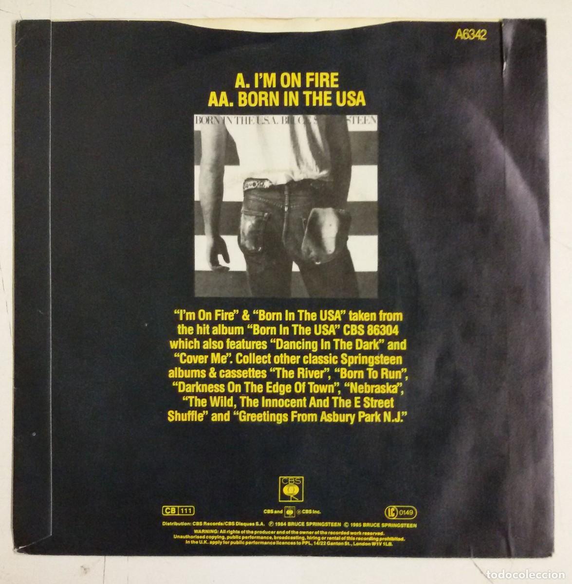 Discos de vinilo: Bruce Springsteen Im On Fire Single 7&rdquo; UK 1985 - Foto 2