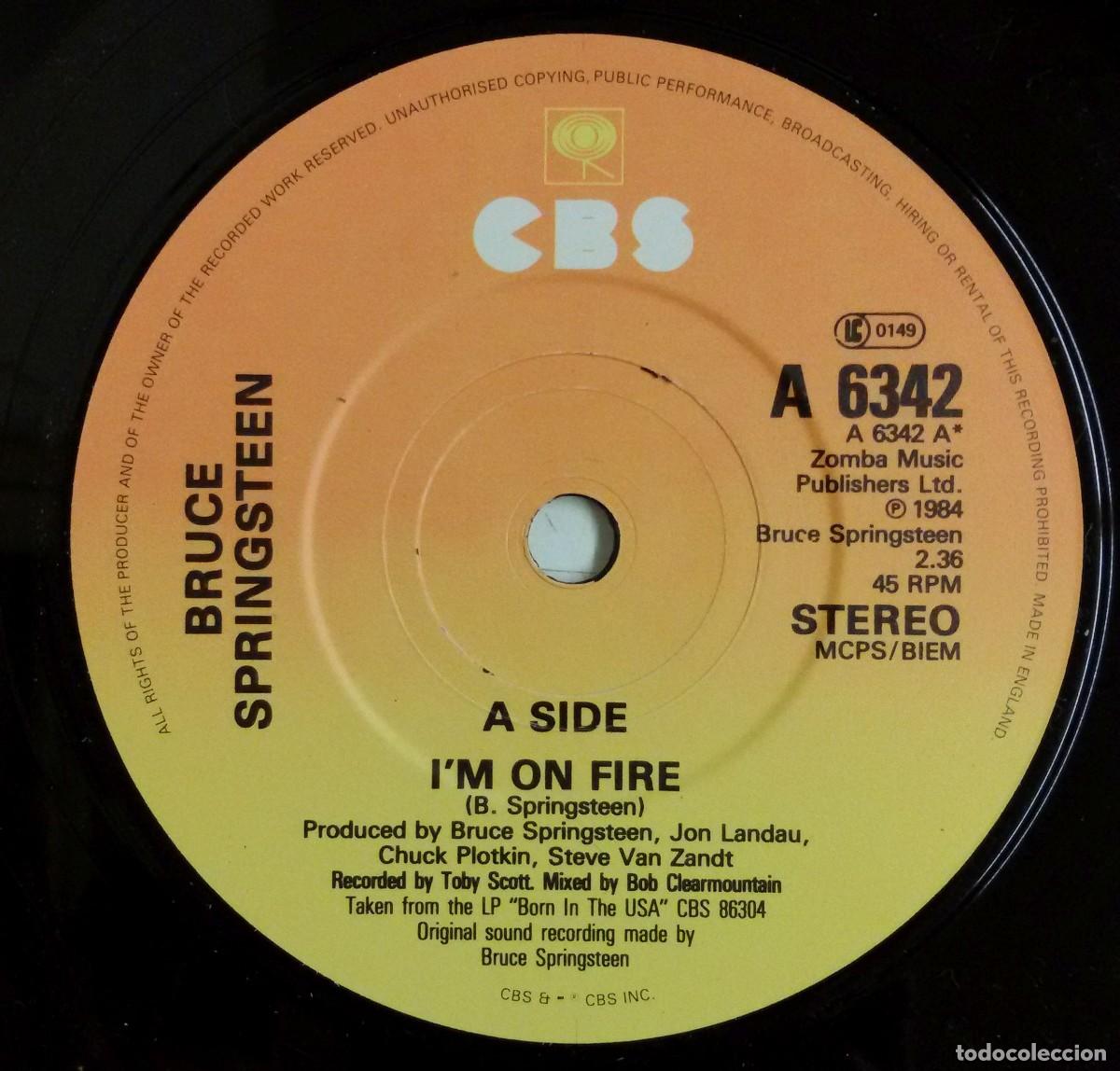 Discos de vinilo: Bruce Springsteen Im On Fire Single 7&rdquo; UK 1985 - Foto 3