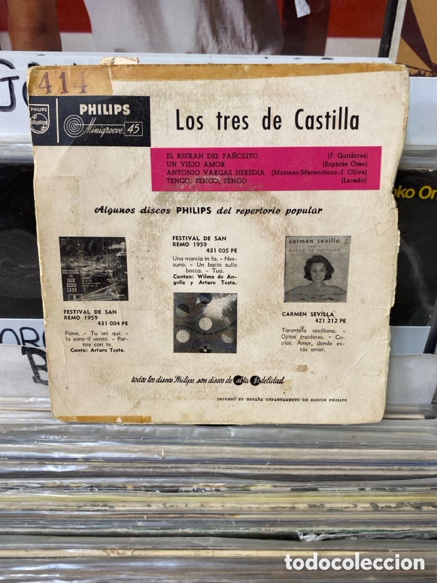 Discos de vinilo: Los 3 de Castilla - El Refr&aacute;n del Pa&ntilde;olito - Foto 2