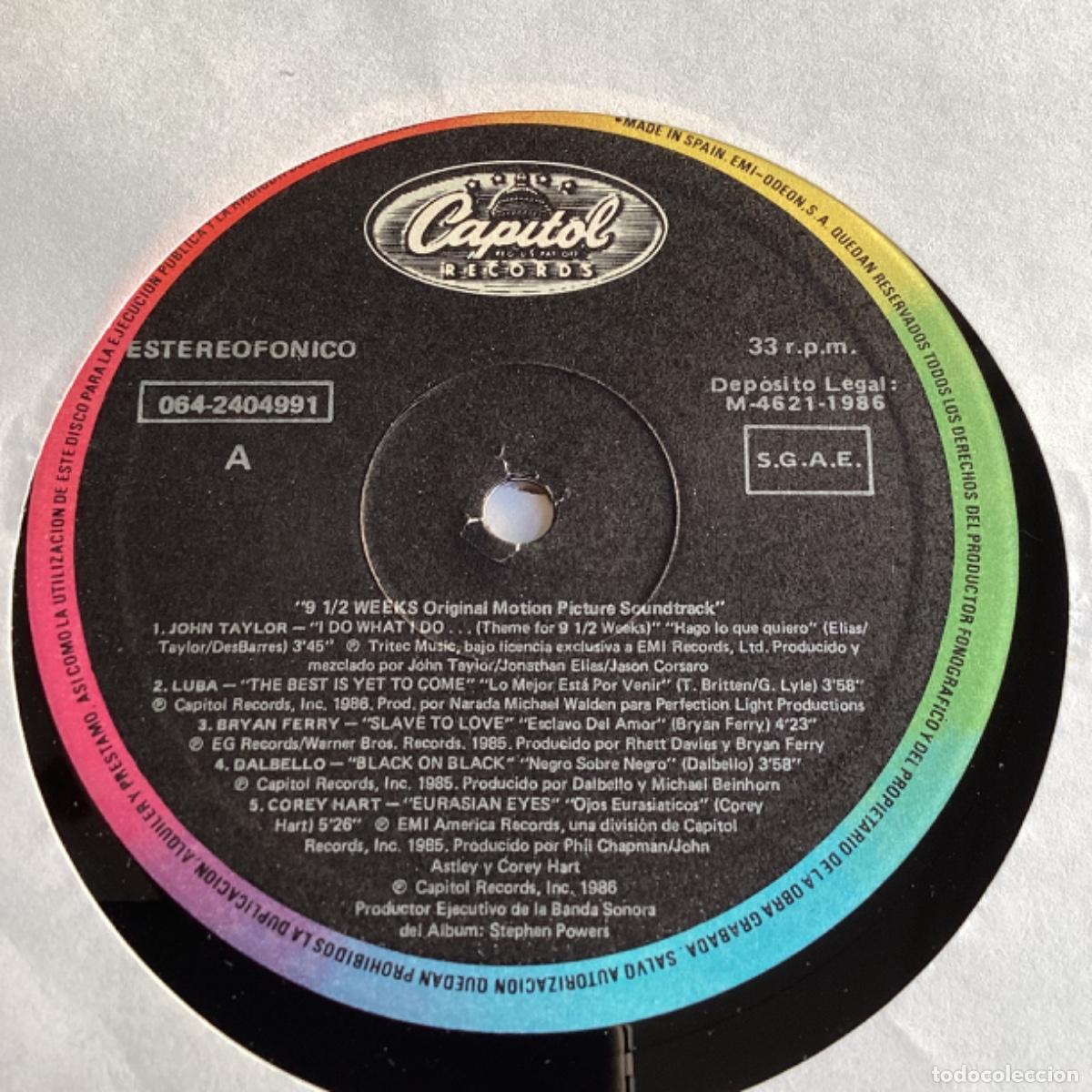 Discos de vinilo: V224 LP 9 Semanas y media - EMI 1986 - Foto 2