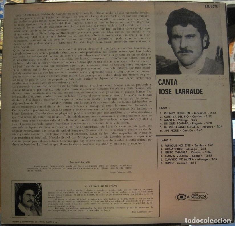 Discos de vinilo: Jos&eacute; Larralde &ndash; Canta Jos&eacute; Larralde - Foto 2