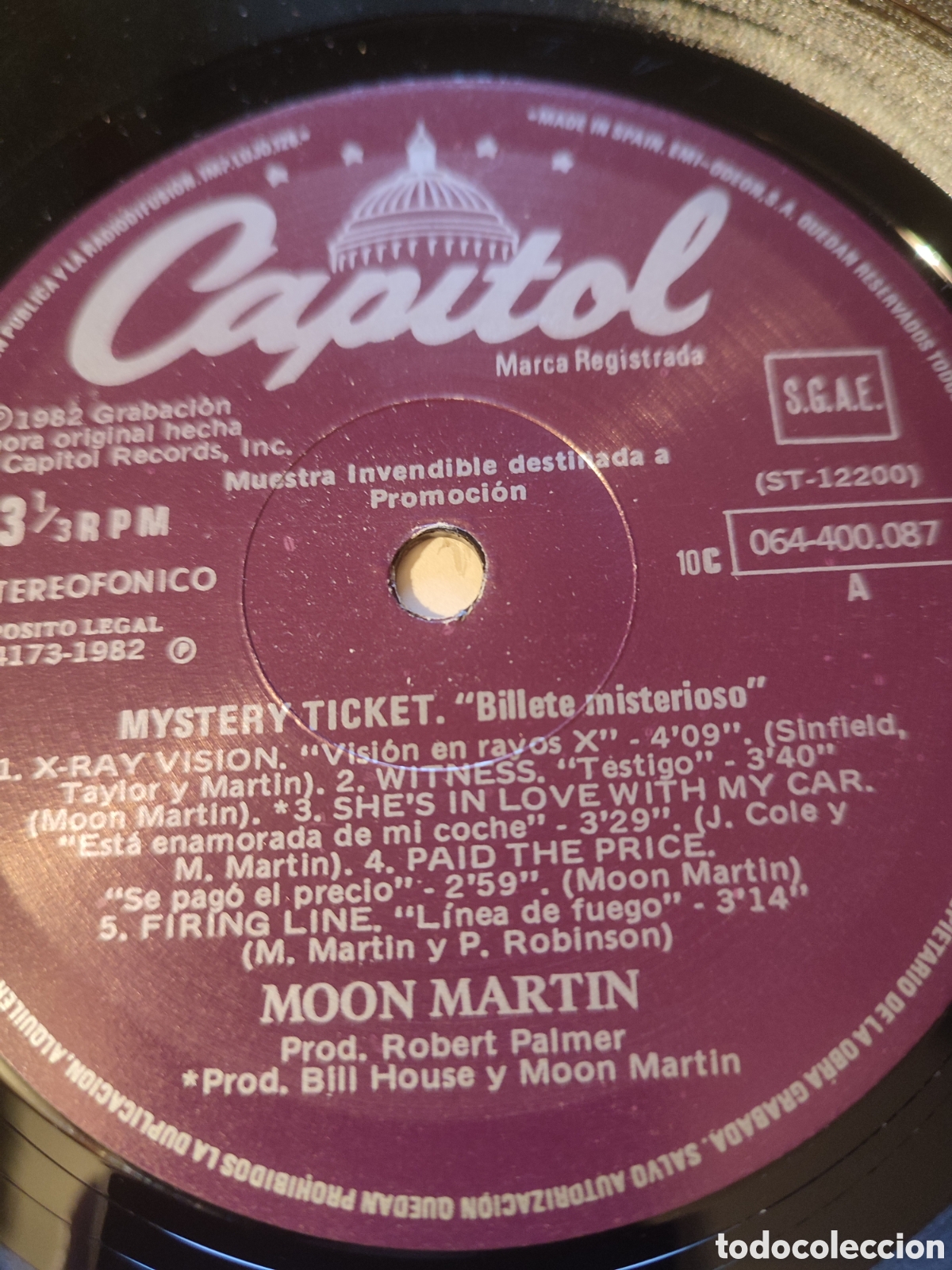 Discos de vinilo: Moon Martin - Mystery ticket vinilo Lp - Foto 3