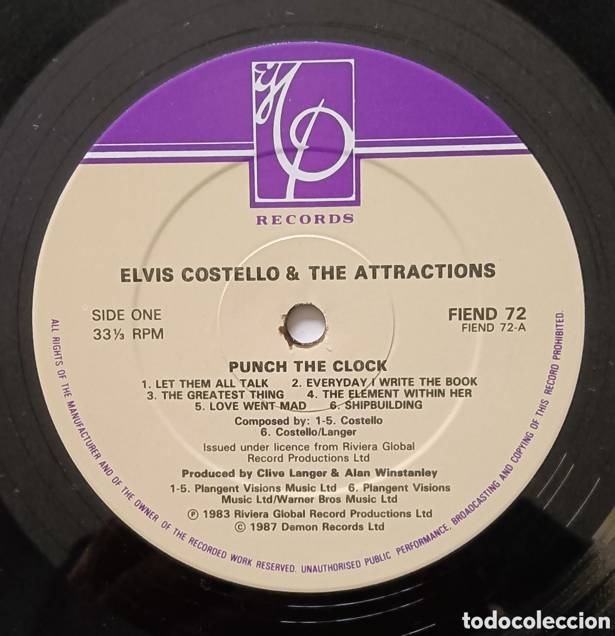 Discos de vinilo: Elvis Costello, 1987 - Punch The clock - Foto 5