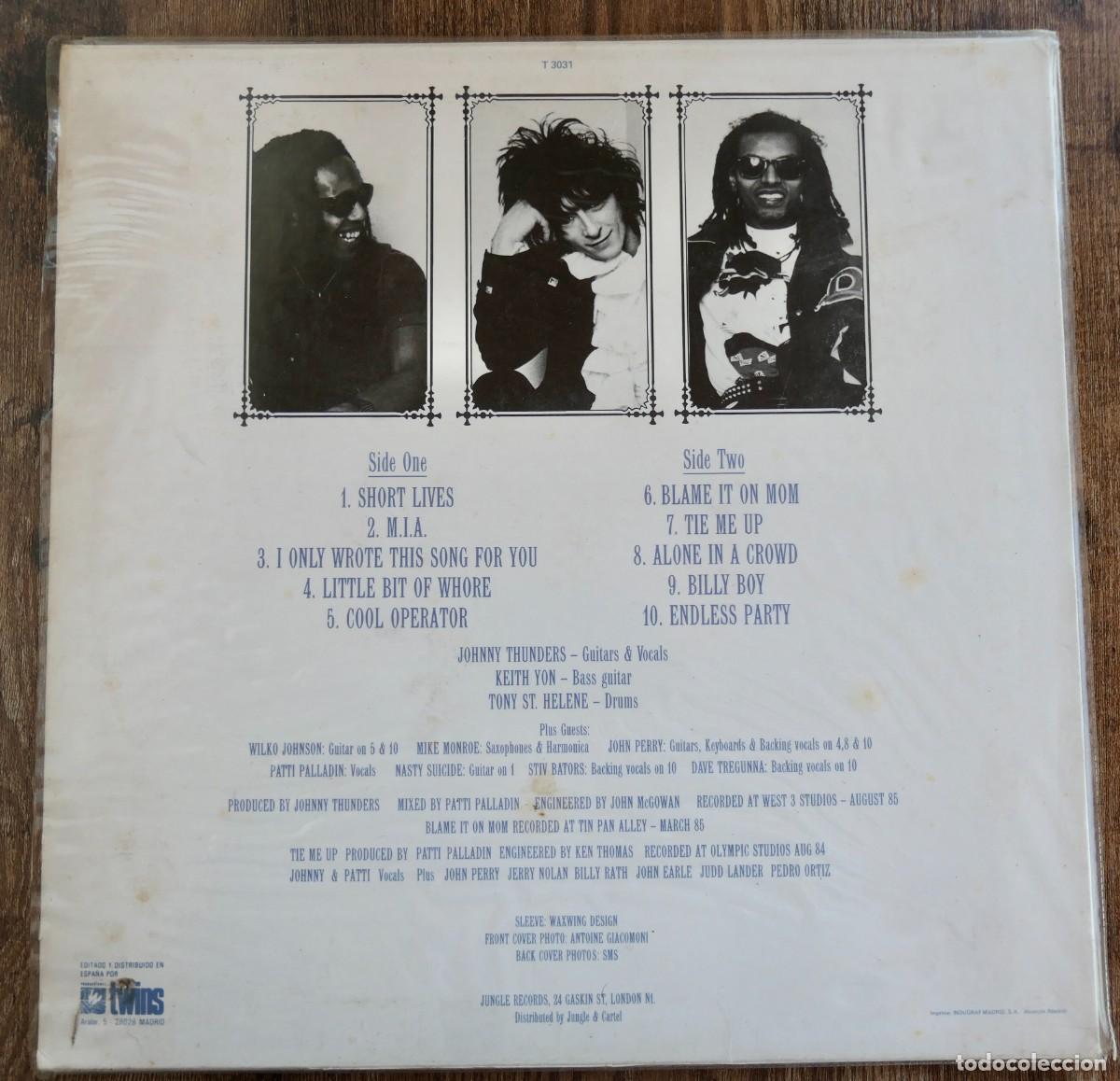 Discos de vinilo: LP VINILO- JOHNNY THUNDERS-QUE SERA SERA- 1986 - Foto 3
