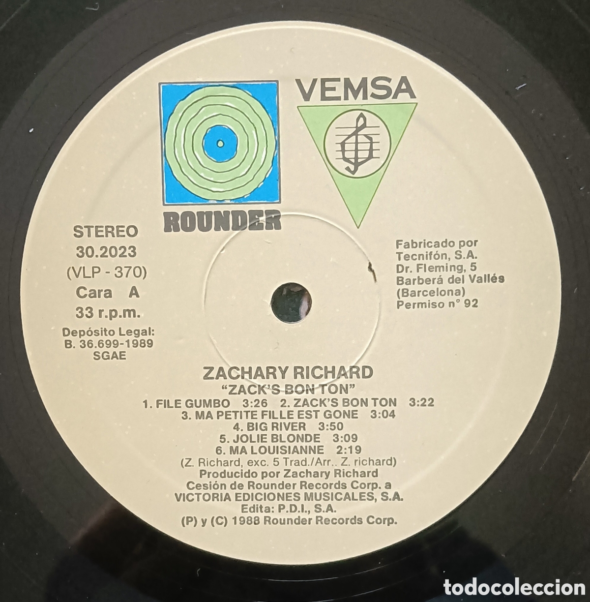 Discos de vinilo: Zachary Richard - Zacks Bon Ton - Foto 3