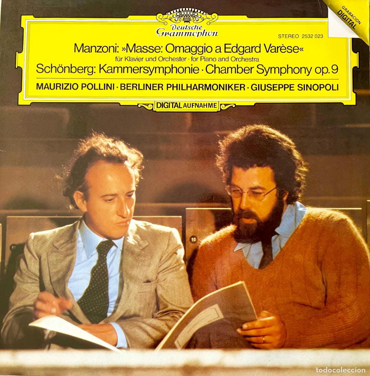Discos de vinilo: MANZONI. OMAGGIO A VARESE. SCH&Ouml;NBERG. SINFONIA DE CAMARA.G. SINOPOLI. M. POLLINI. LP ESPA&Ntilde;A DIGITAL