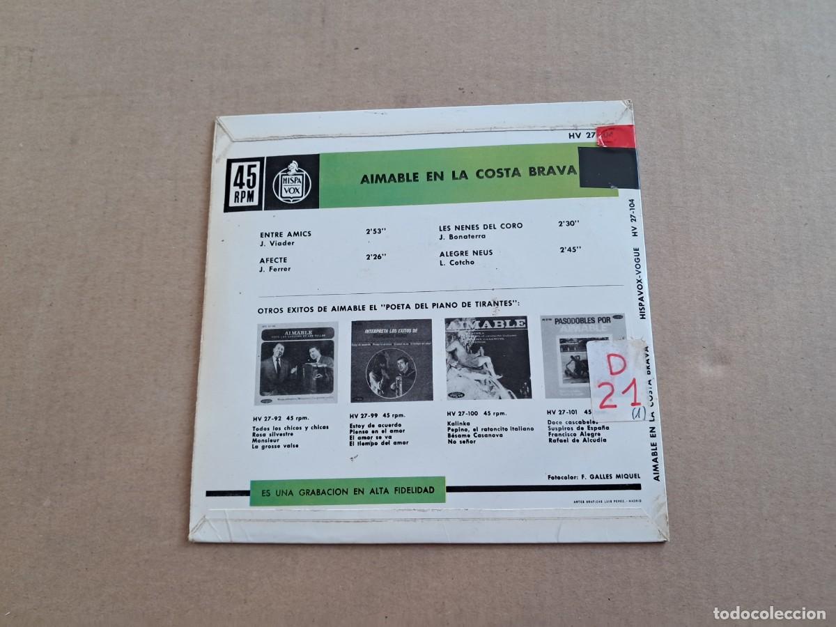 Discos de vinilo: AIMABLE - AIMABLE EN LA COSTA BRAVA EP 4 TEMAS 1963 EDICION ESPA&Ntilde;OLA - Foto 3