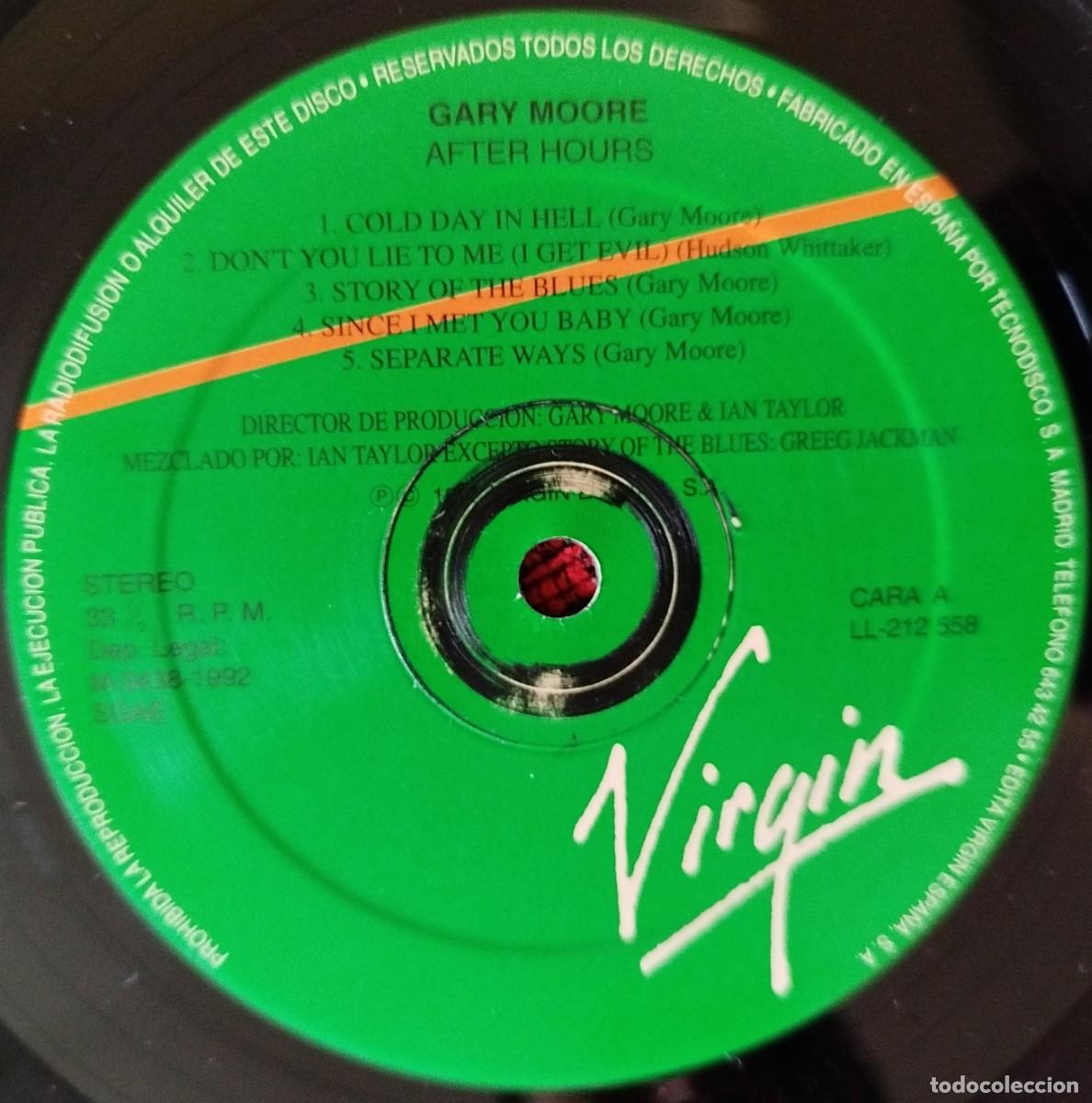Discos de vinilo: GARY MOORE ** After Hours ** VINILO LP 1992 CON ENCARTE - Foto 3