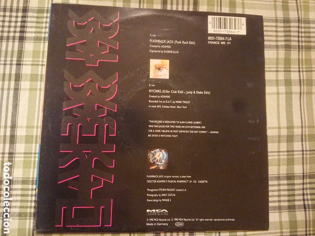 Discos de vinilo: Adamski - Flashback Jack - single - Foto 2