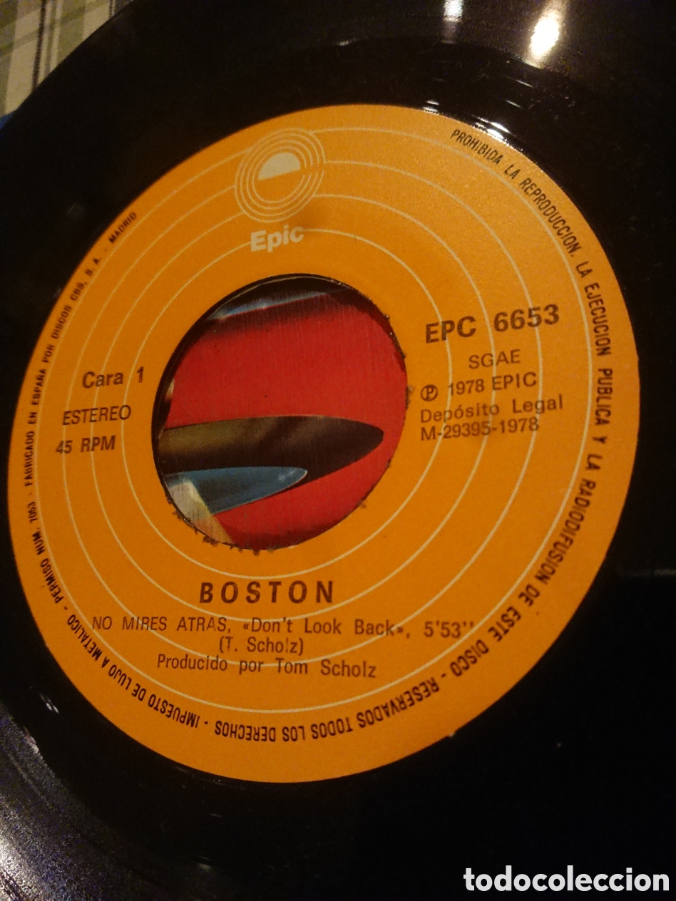 Discos de vinilo: Boston - No mires atr&aacute;s - single - Foto 3