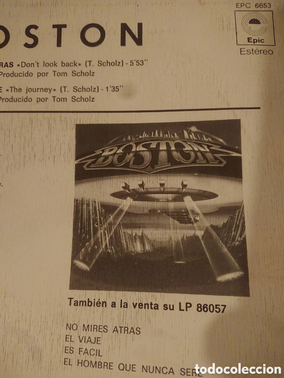 Discos de vinilo: Boston - No mires atr&aacute;s - single - Foto 6