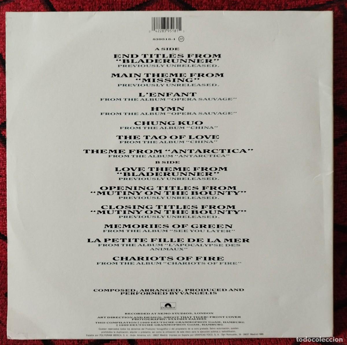 Discos de vinilo: VANGELIS ** Themes ** VINILO LP 1989 - Foto 2