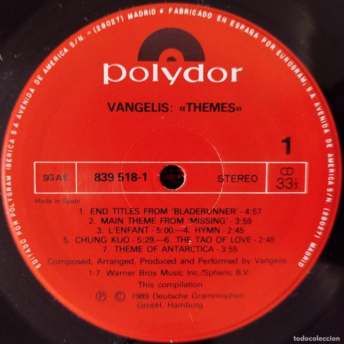 Discos de vinilo: VANGELIS ** Themes ** VINILO LP 1989 - Foto 3