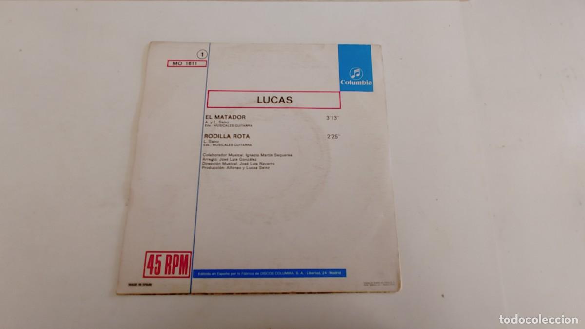 Discos de vinilo: LUCAS-SINGLE EL MATADOR-BUEN ESTADO - Foto 2
