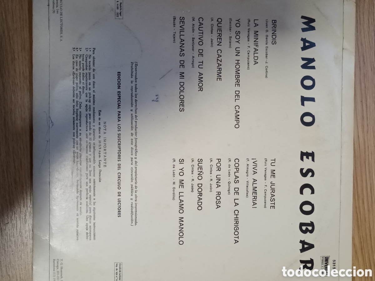 Discos de vinilo: Manolo Escobar lp vinilo - Foto 2