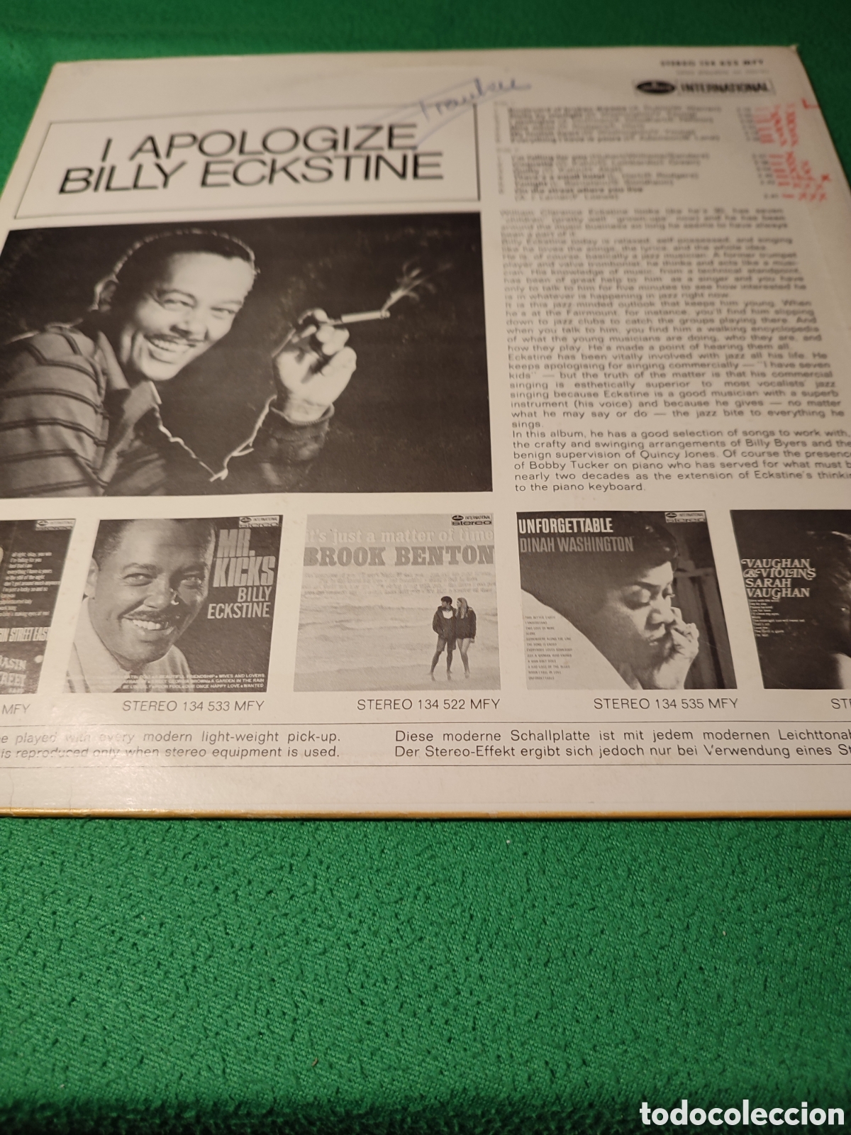 Discos de vinilo: Billy Eckstine - I apologize vinilo Lp - Foto 2