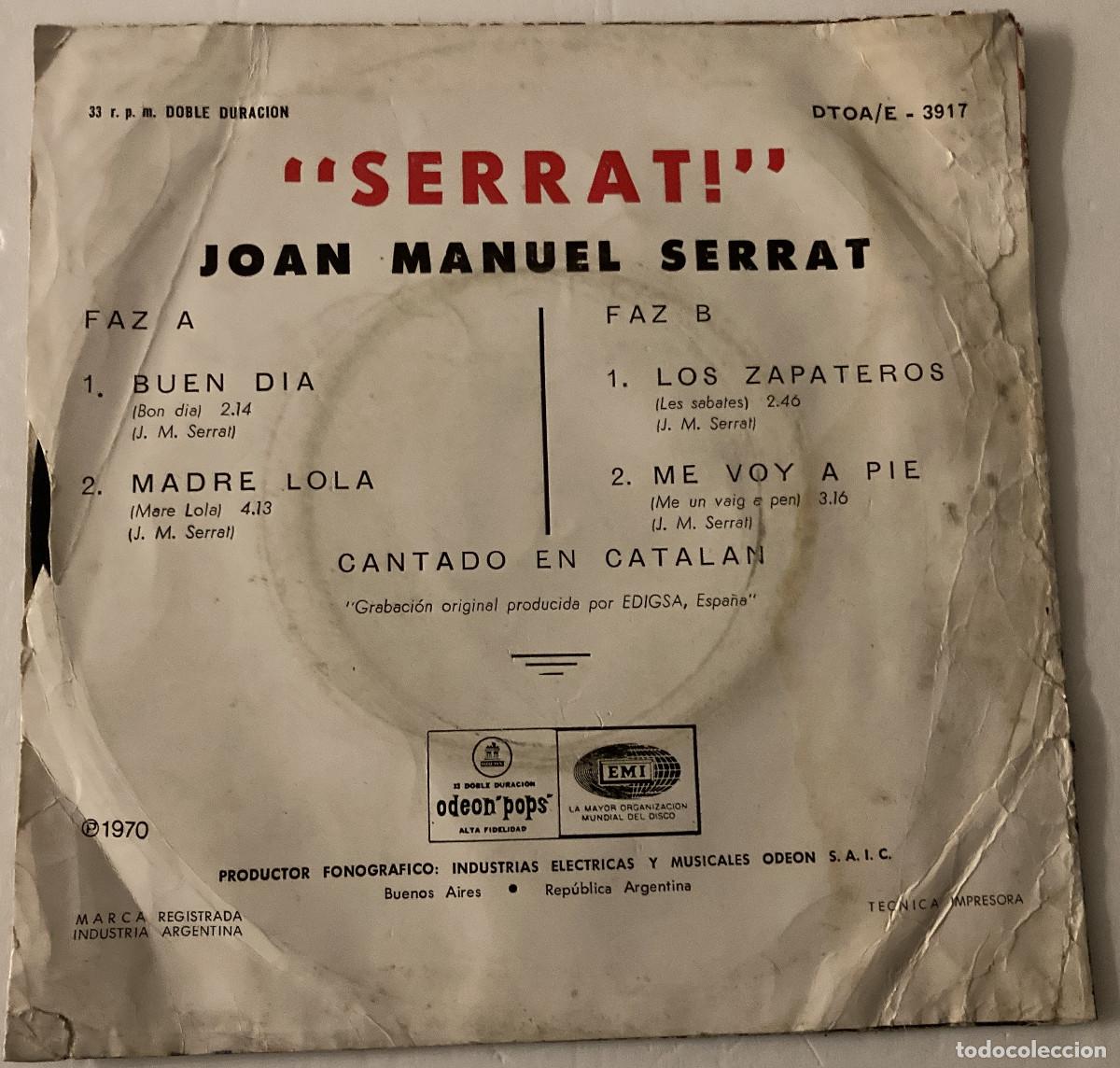 Discos de vinilo: VINILO EP DE JOAN MANUEL SERRAT DE ARGENTINA - Foto 2
