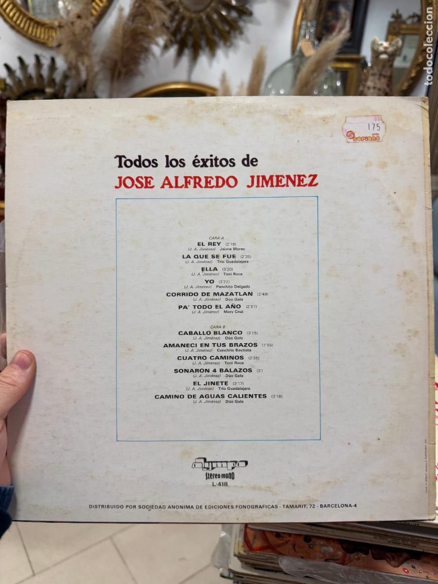 Discos de vinilo: LP TODOS LOS EXITOS DE JOSE ALFREDO JIMENEZ - Foto 2