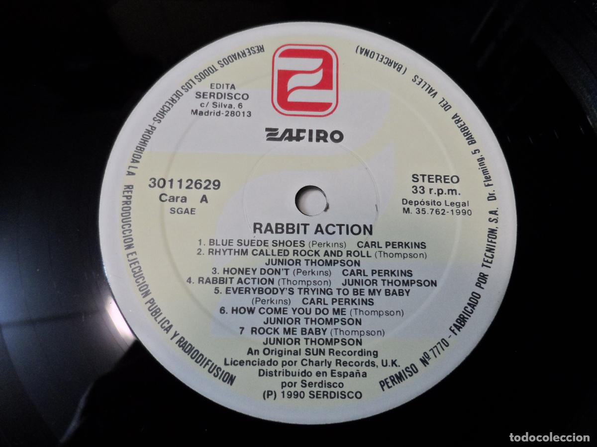 Discos de vinilo: Carl Perkins & Junior Thompson &lrm;&ndash; Rabbit Action (SPAIN 1990) - Foto 3