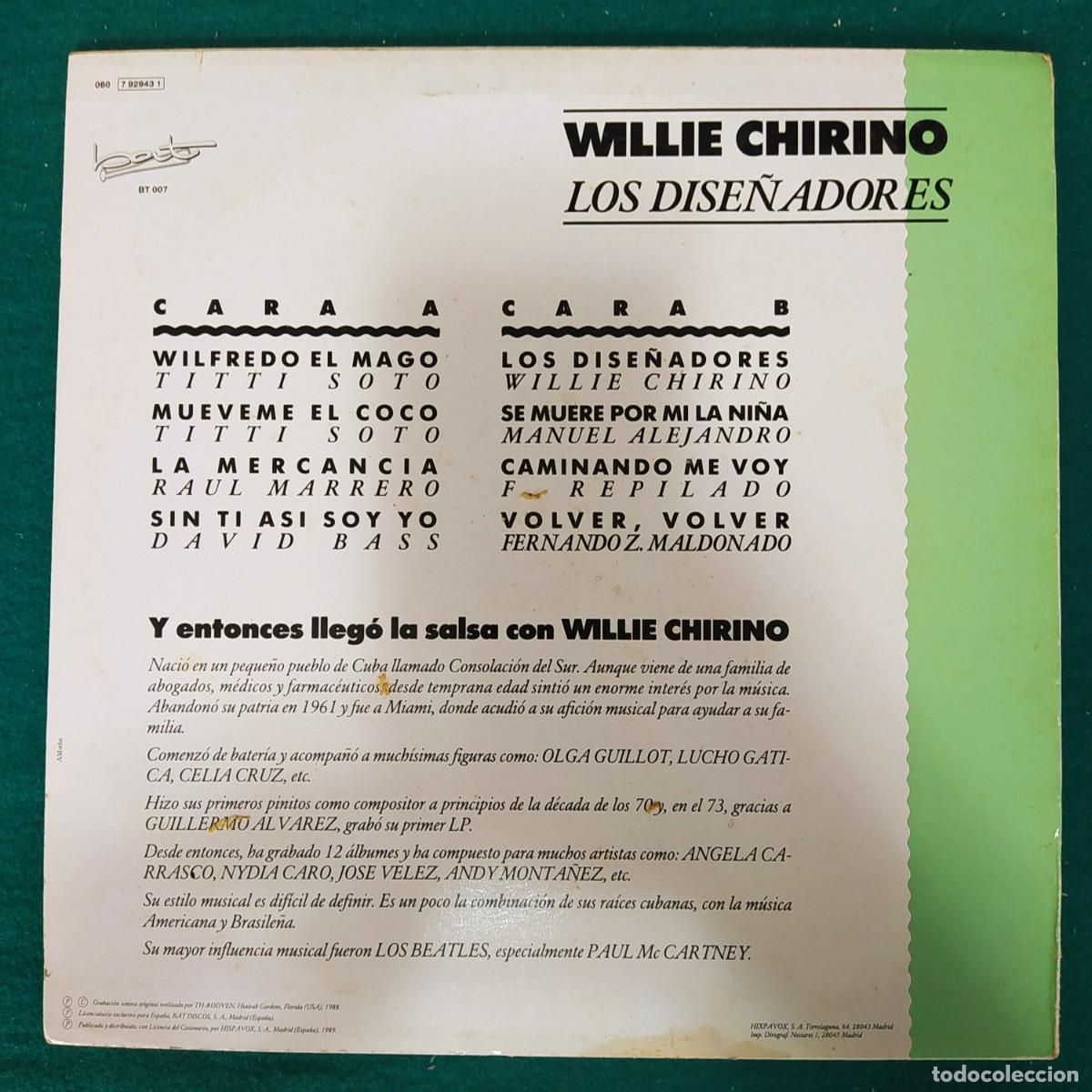 Discos de vinilo: Willy Chirino &ndash; Los Dise&ntilde;adores - Foto 2