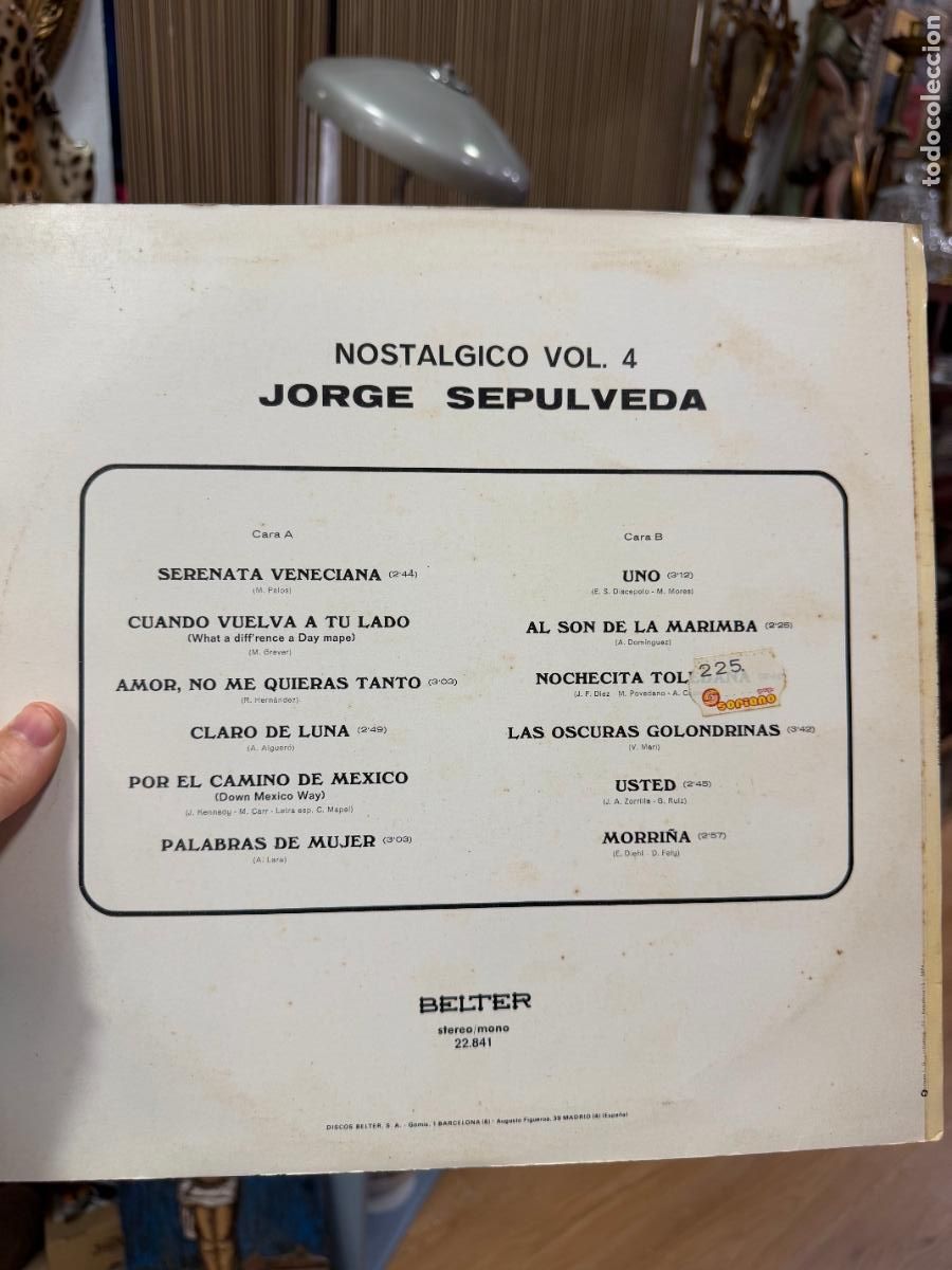 Discos de vinilo: LP JORGE SEPULVEDA - NOSTALGICO VOL.4 - Foto 2