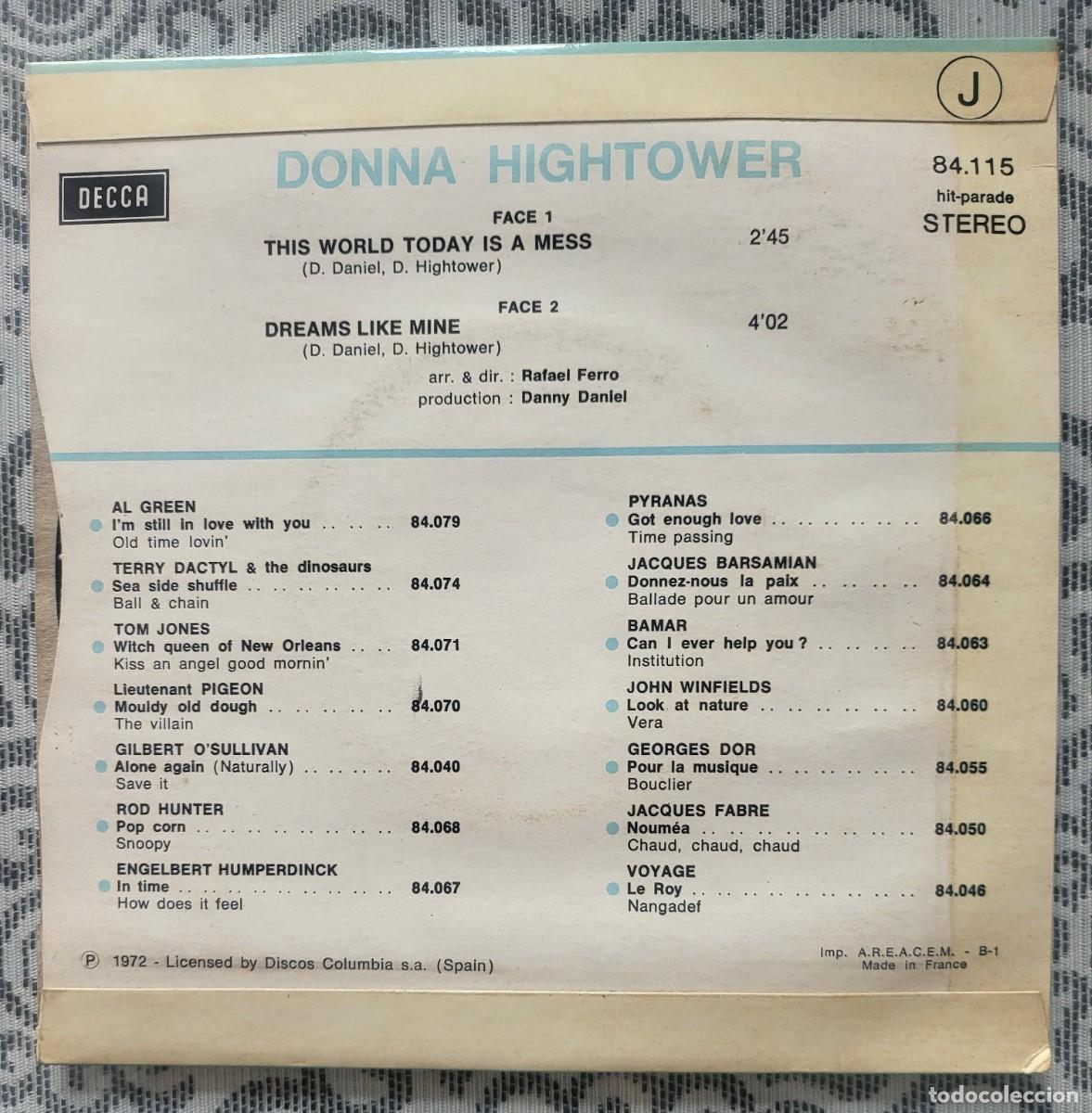 Discos de vinilo: Donna Hightower single sello Decca editado en Francia... - Foto 2