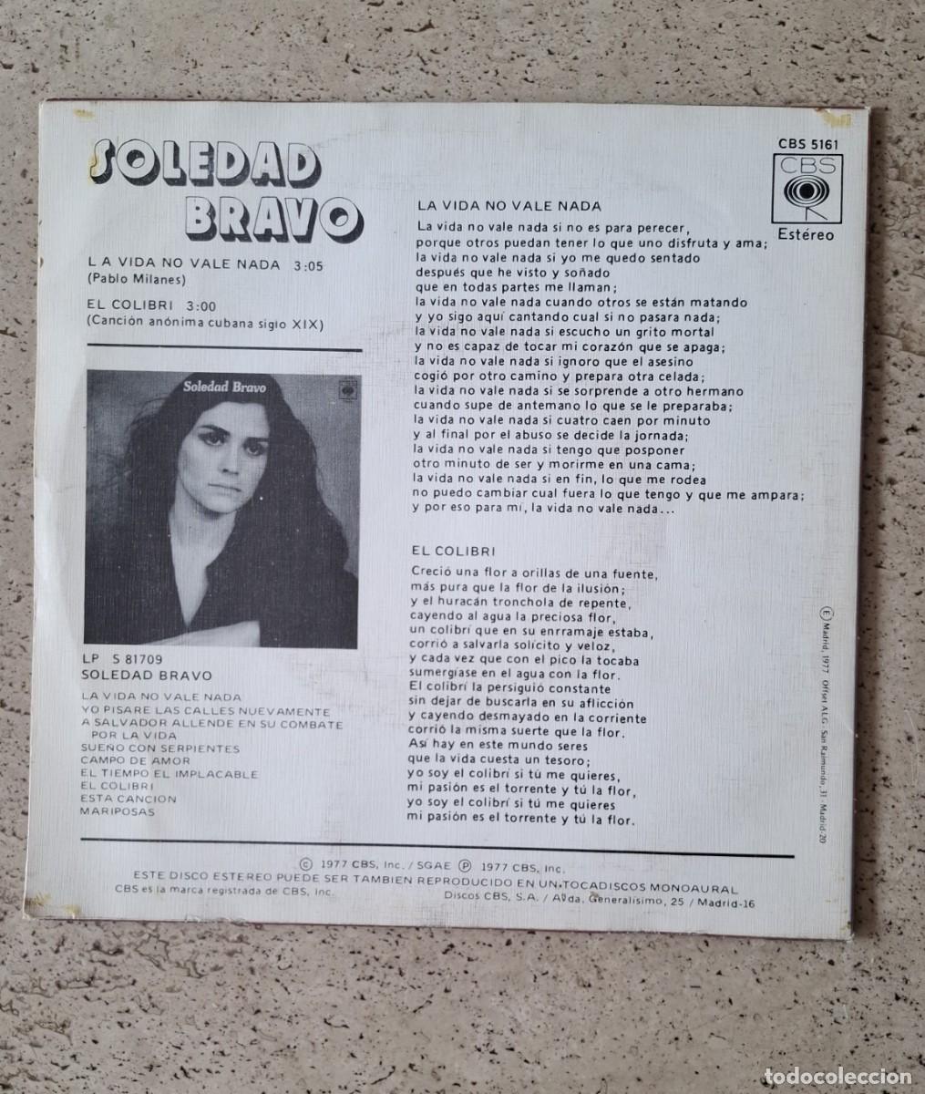 Discos de vinilo: DISCO SINGLE SOLEDAD BRAVO - Foto 2
