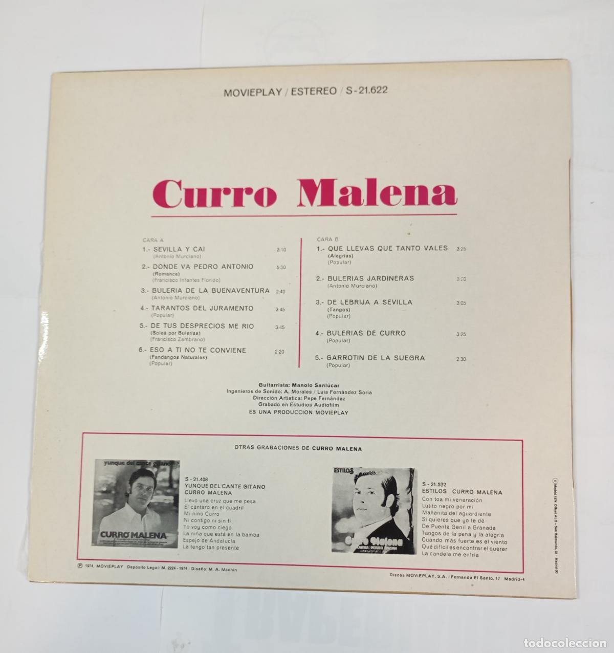 Discos de vinilo: CURRO MALENA. LP. TDKLP6 - Foto 2