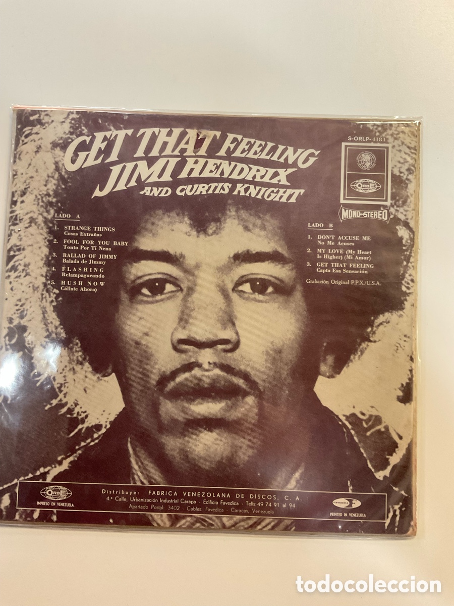 Discos de vinilo: JIMI HENDRIX. Get that feeling. Venezuela - Foto 2