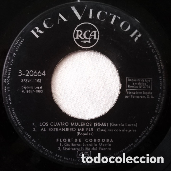 Discos de vinilo: Flor De Cordoba &lrm;&ndash; Los Cuatro Muleros - Foto 2