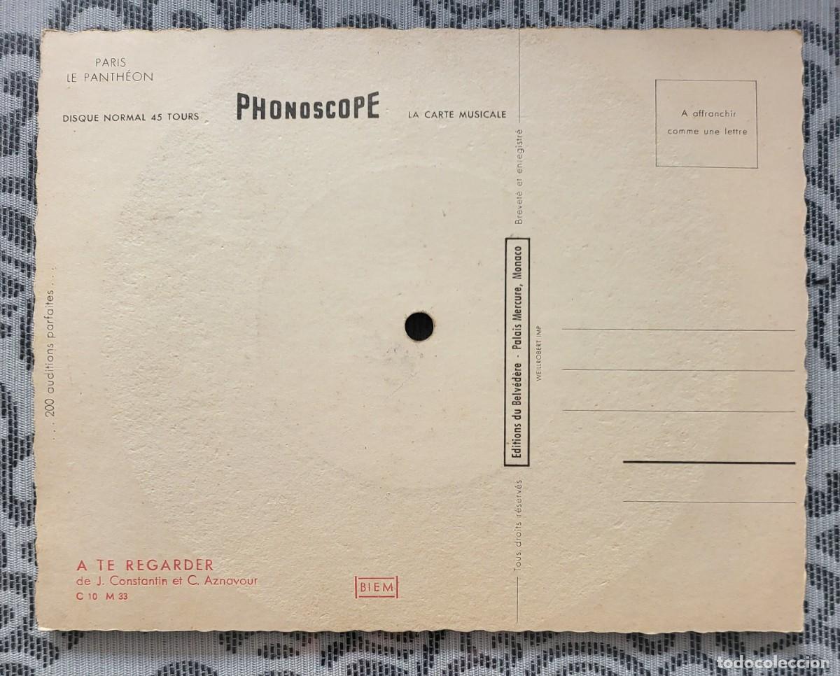 Discos de vinilo: Postal disco Par&iacute;s Le Pantheon editada en Monaco... - Foto 2