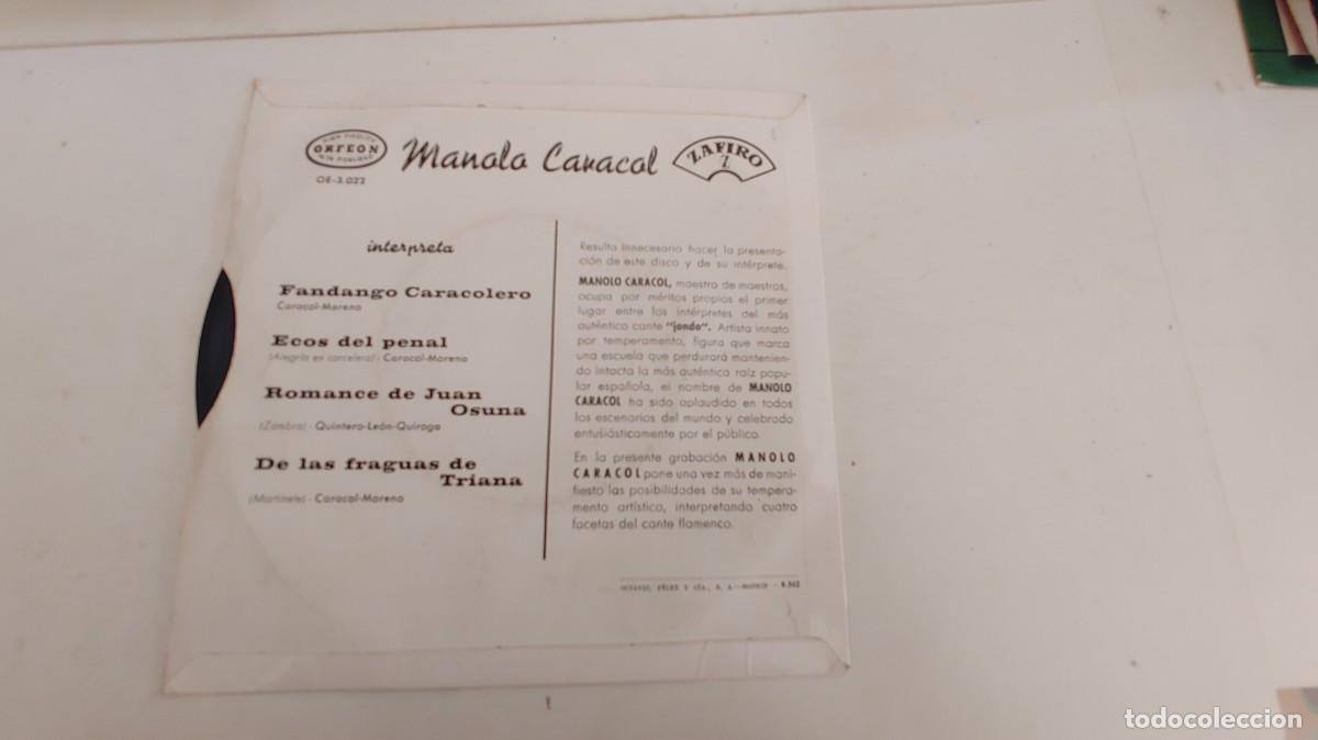 Discos de vinilo: MANOLO CARACOL-EP JUERGA GITANA - Foto 2