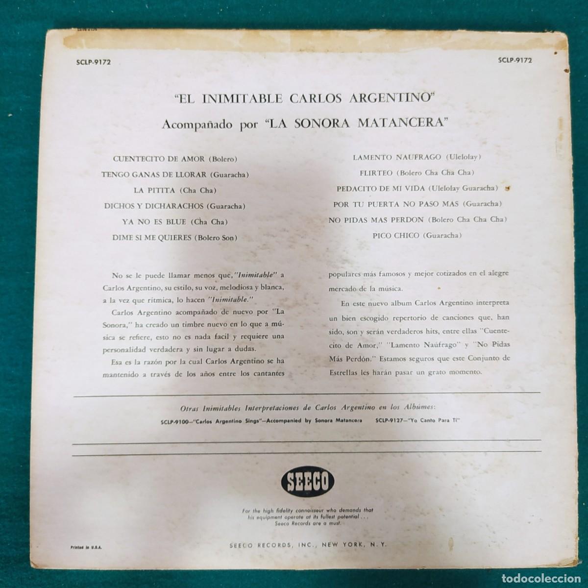 Discos de vinilo: Carlos Argentino Con La Sonora Matancera &ndash; El Inimitable - Foto 2
