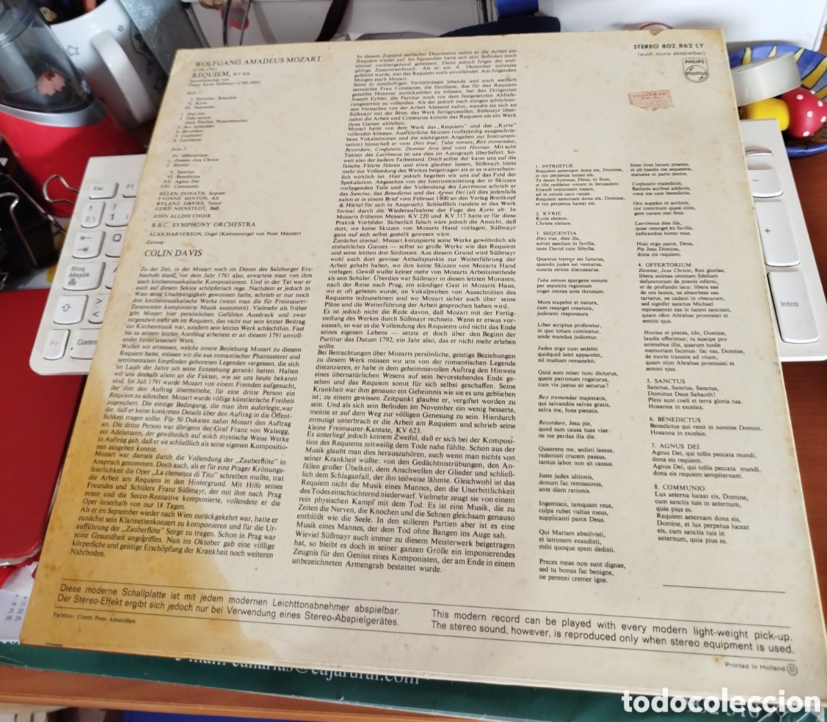 Discos de vinilo: Mozart Requiem. Col&iacute;n Davis - Foto 2